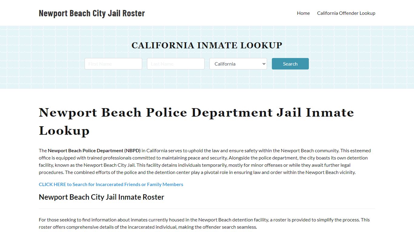 Newport Beach Police Department & City Jail, CA Inmate Roster, Arrests ...