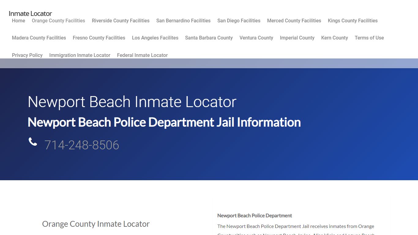 Newport Beach Police Department - Inmate Locator