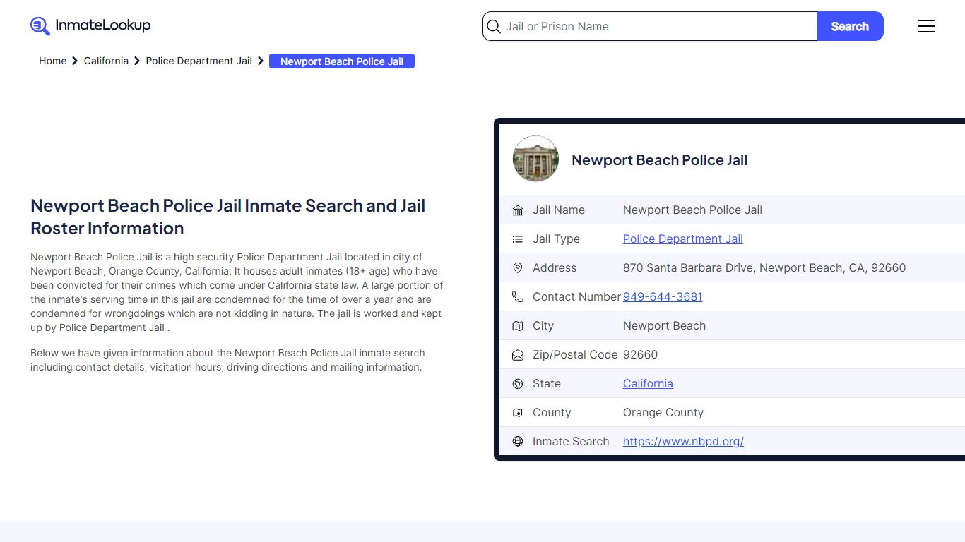 Newport Beach Police Jail Inmate Search, Jail Roster, Bookings, Arrests ...